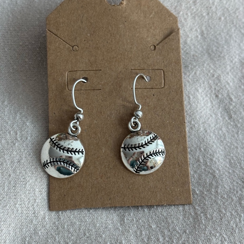 Silver Baseball Earrings